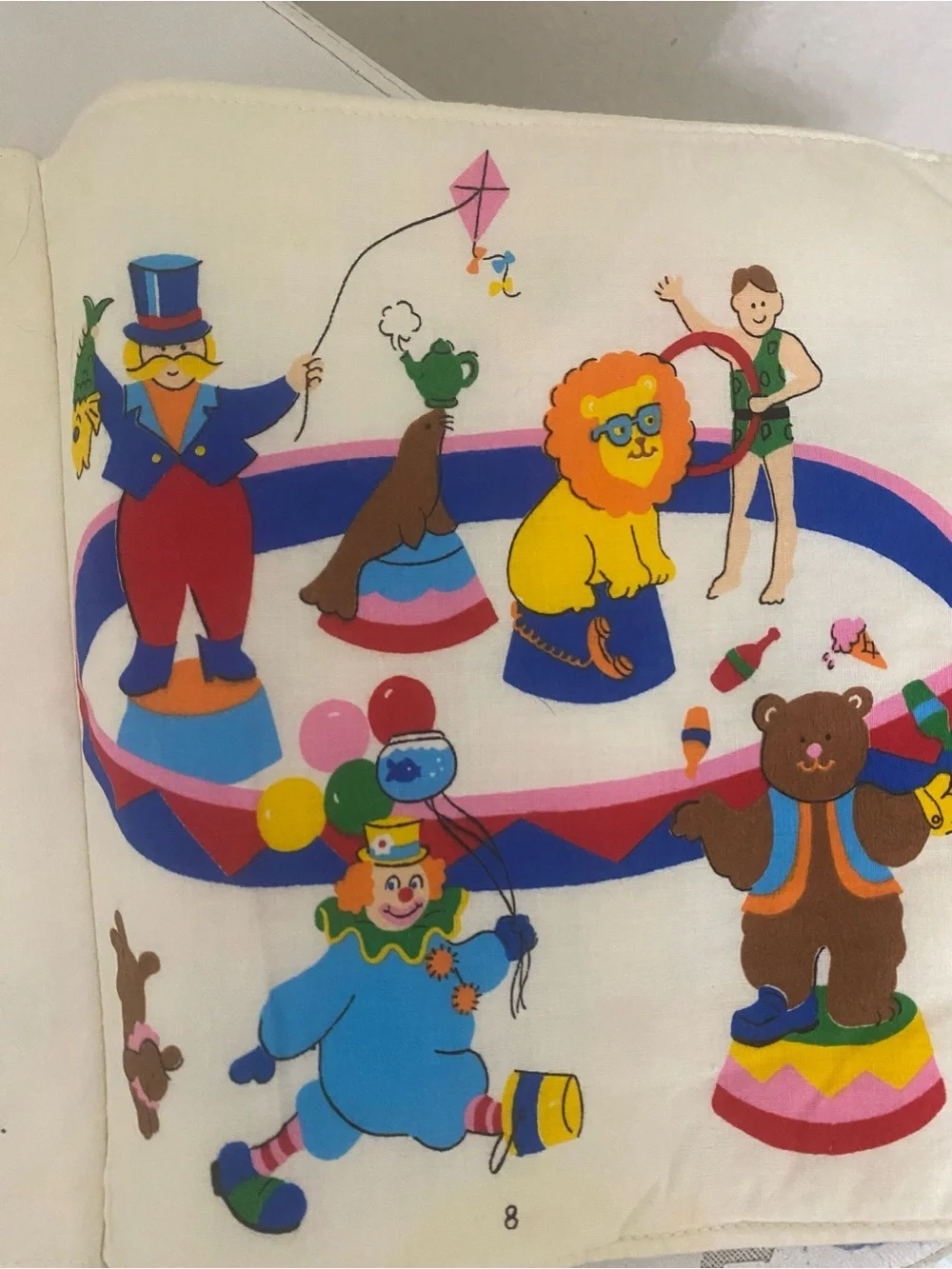 Vintage Here Comes The Clowns Fabric Cotton Kids Soft Colorful Nursery Book 9x9
